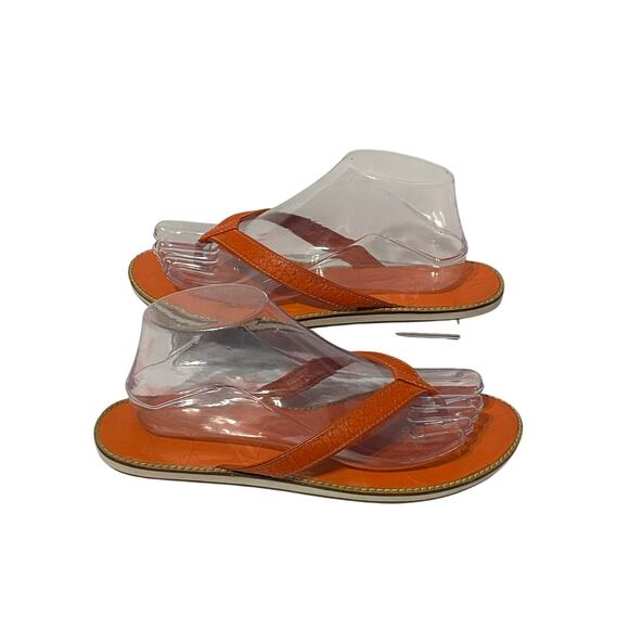 COACH Debbie Orange Embossed Matte Leather Thong Sandal Flip Flops Women's Sz 9 - Picture 1 of 8